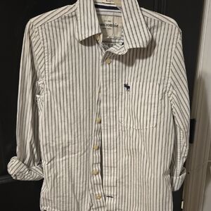 Abercrombie & Fitch Kids White Shirt with Black Stripes